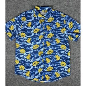 Savage Tacticians Shirt Mens 2XL Blue Floral Tactical Hawaiian Button Up